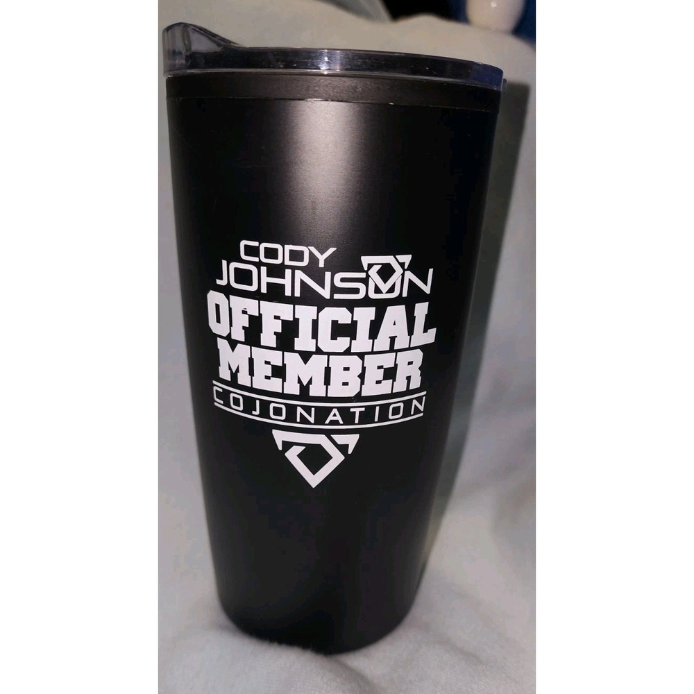 CODY JOHNSON Fan Club Member Tumbler Merch 20oz Black New - " Cojonation "